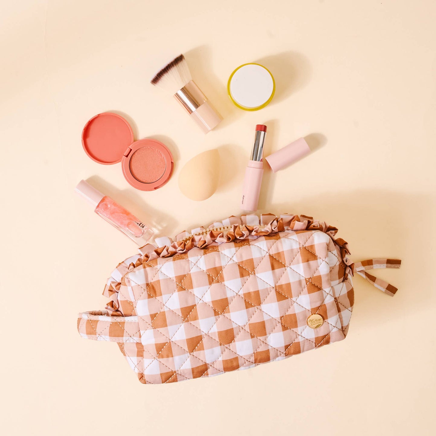 The Darling Effect - Essentials Quilted Cosmetic Pouch-Maple Gingham