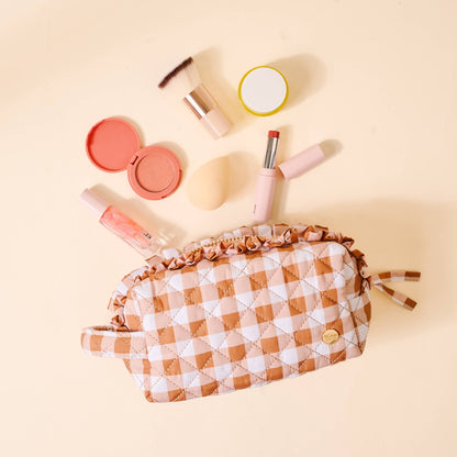 The Darling Effect - Essentials Quilted Cosmetic Pouch-Maple Gingham