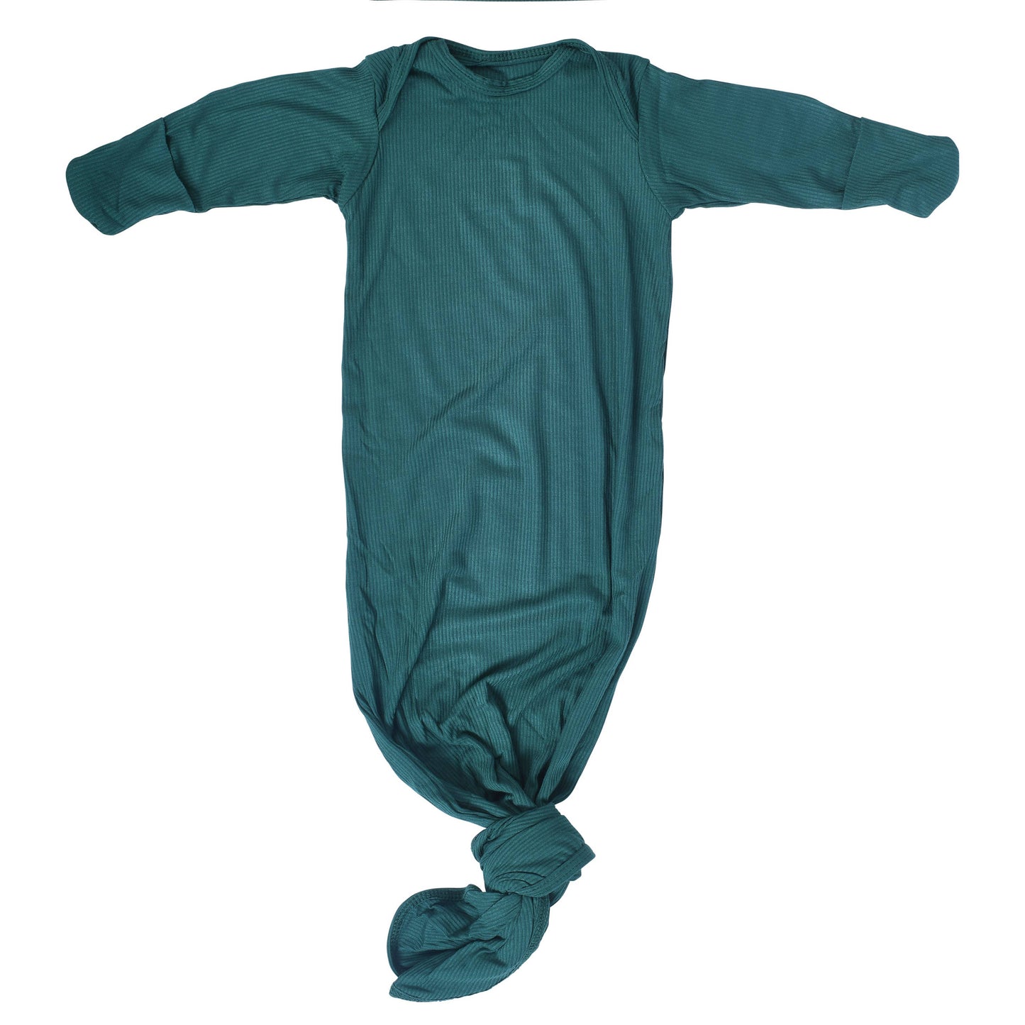 Three Little Tots - Forest Green Ribbed Knotted Newborn Baby Gown Sleepwear