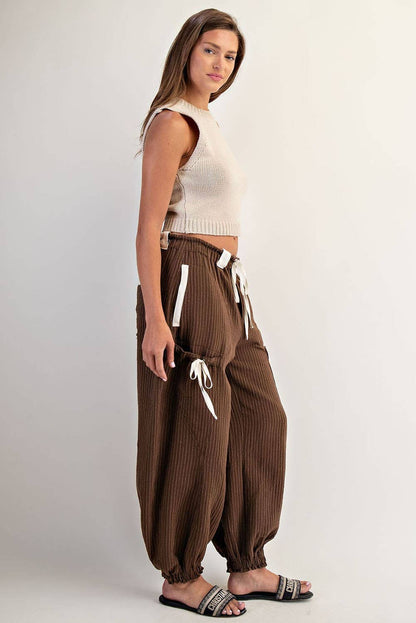 Clara Striped Drawstring Jogger Pants
