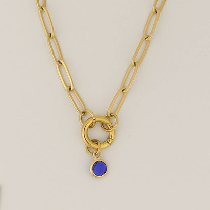 WJW - Stainless Steel Paperclip Charm Keeper Necklace