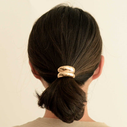 nar'sha - Mini Double Arch Metal Ponytail Hair Tie | Gold
