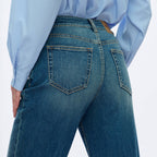 BAYEAS - MID RISE STRAIGHT JEANS WITH FINISHED HEM