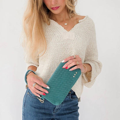Pretty Simple - Suede Emma Woven Clutch Wristlet