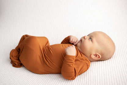 Three Little Tots - Saddle Longhorn Orange Western Knotted Newborn Baby Gown