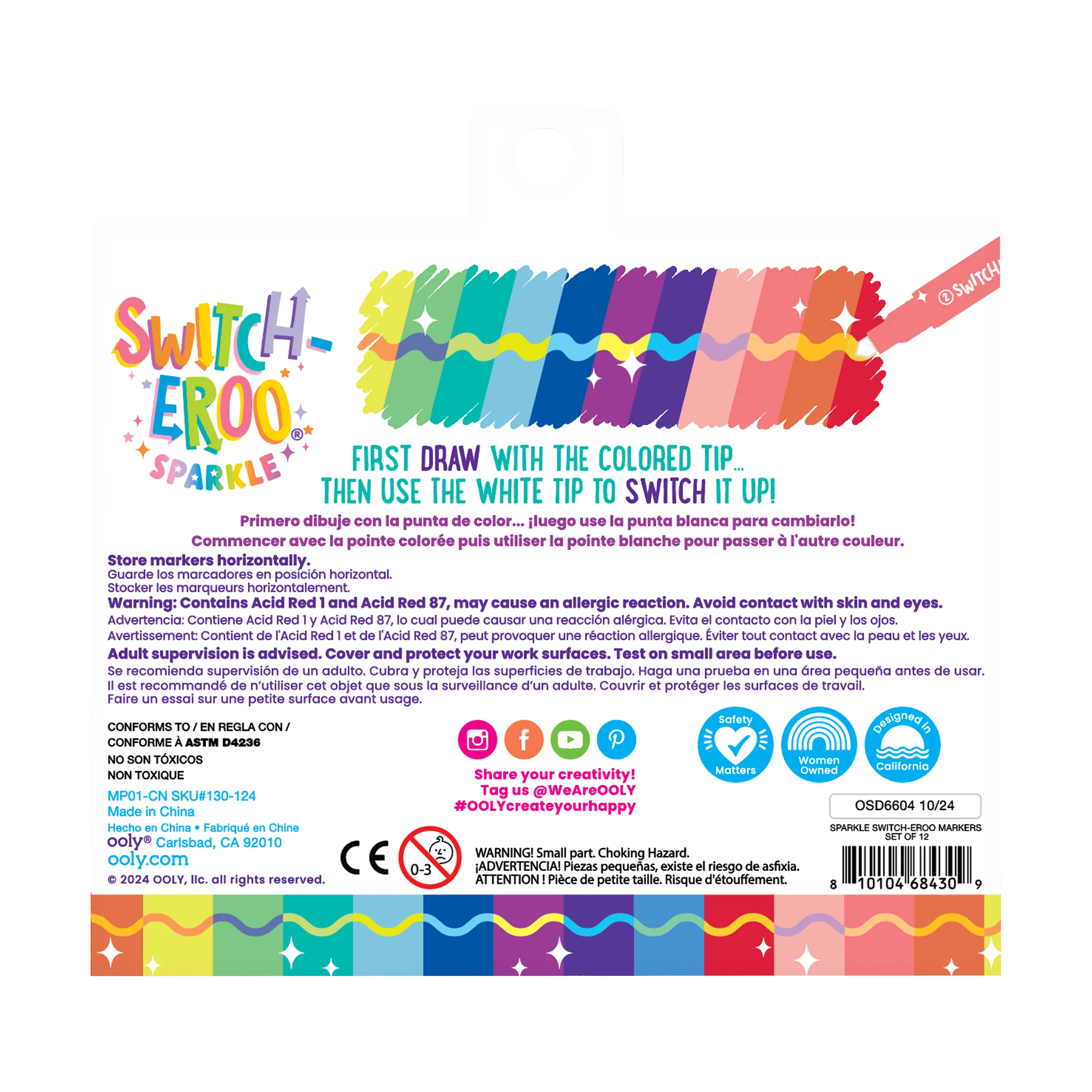 OOLY - Switch-Eroo Sparkle Glittery Color Changing Markers- 12 pc