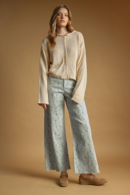 Tessa Floral Print Pants - Toasted Vanilla