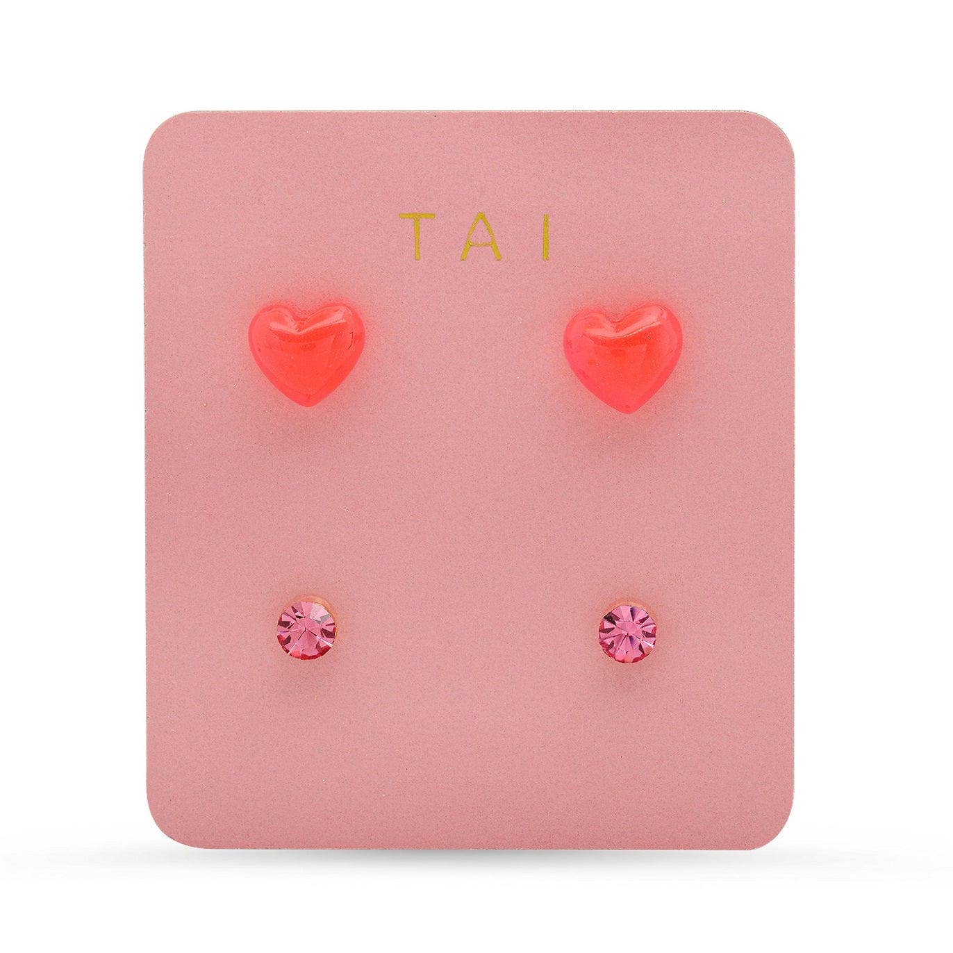 Tai Jewelry - Set of 2 - Heart and Round Studs