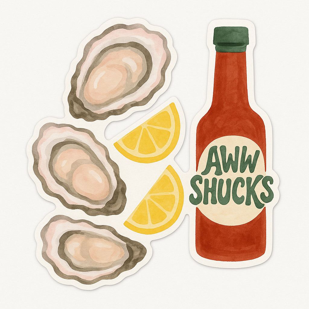 inviting affairs paperie - Aww Shucks Sticker – Quirky Oyster Design