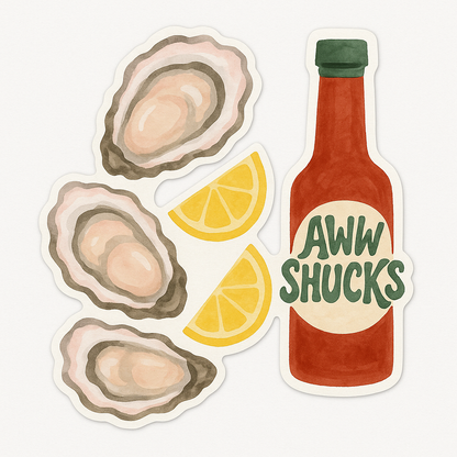 inviting affairs paperie - Aww Shucks Sticker – Quirky Oyster Design