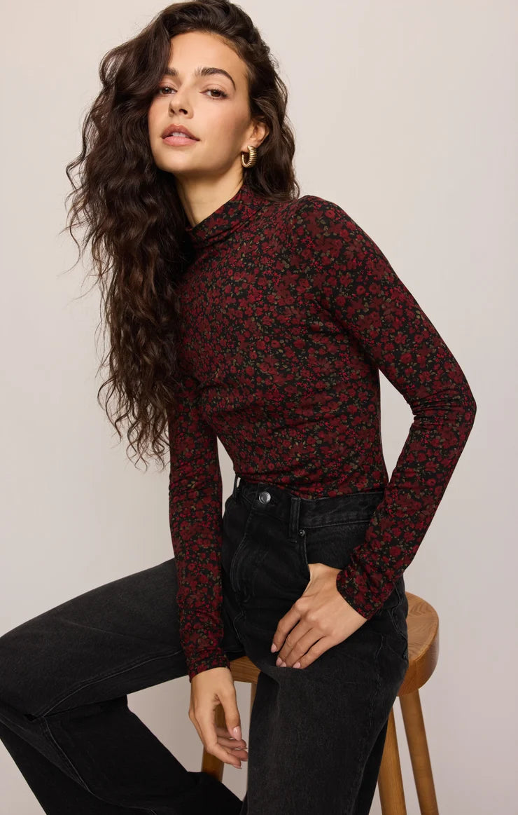 Z Supply Lira Dani Ditsy Top - Red Dahlia