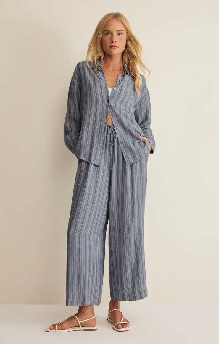 Z Supply - The Perfect Striped Linen Button Down - Indigo