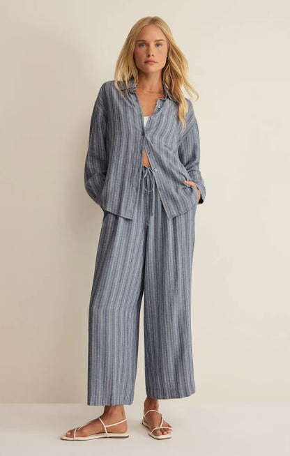Z Supply - The Perfect Striped Linen Button Down - Indigo