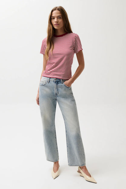Pistola Lexi Mid-Rise Bowed Straight Jeans - Bowie