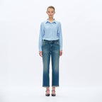 BAYEAS - MID RISE STRAIGHT JEANS WITH FINISHED HEM