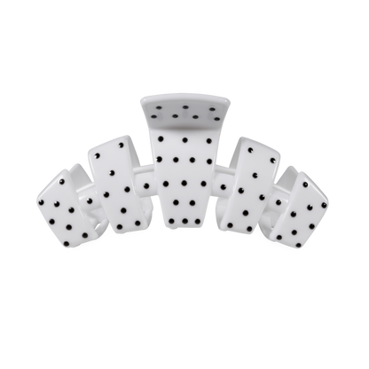 TELETIES - Classic White Polka Dot Party Medium Claw Clip