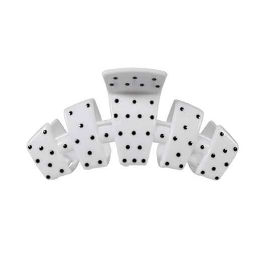 TELETIES - Classic White Polka Dot Party Medium Claw Clip