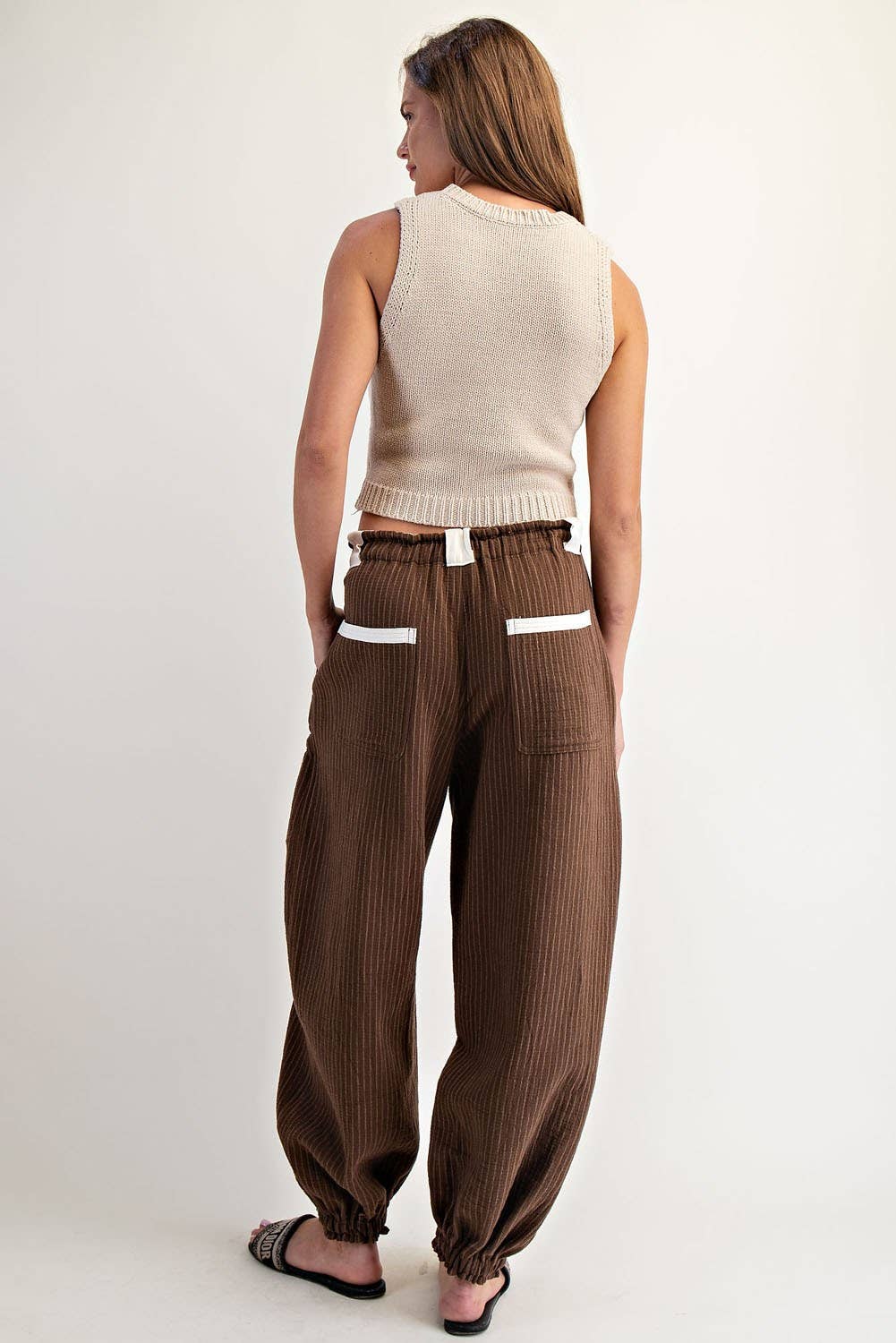 Clara Striped Drawstring Jogger Pants