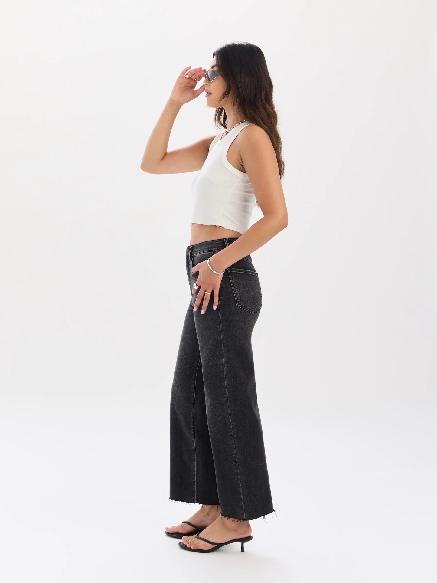 Daze Pleaser High Rise Wide Ankle Jeans - Twilight