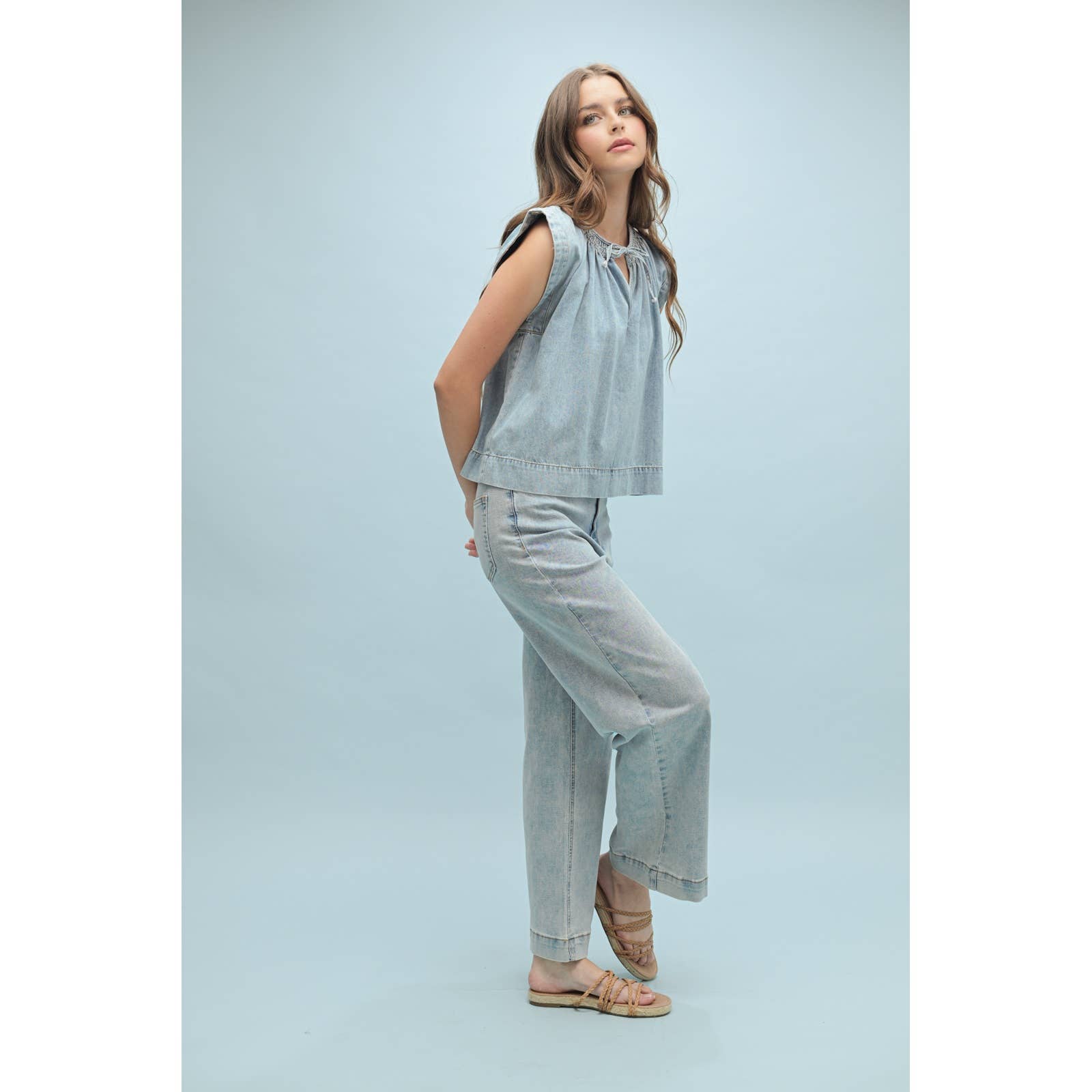 Wishlist Apparel - DENIM SLEEVELESS BLOUSE