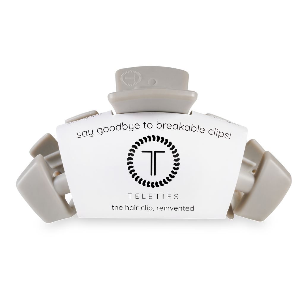 TELETIES - Classic Hair Clip | Large | Silver Flames