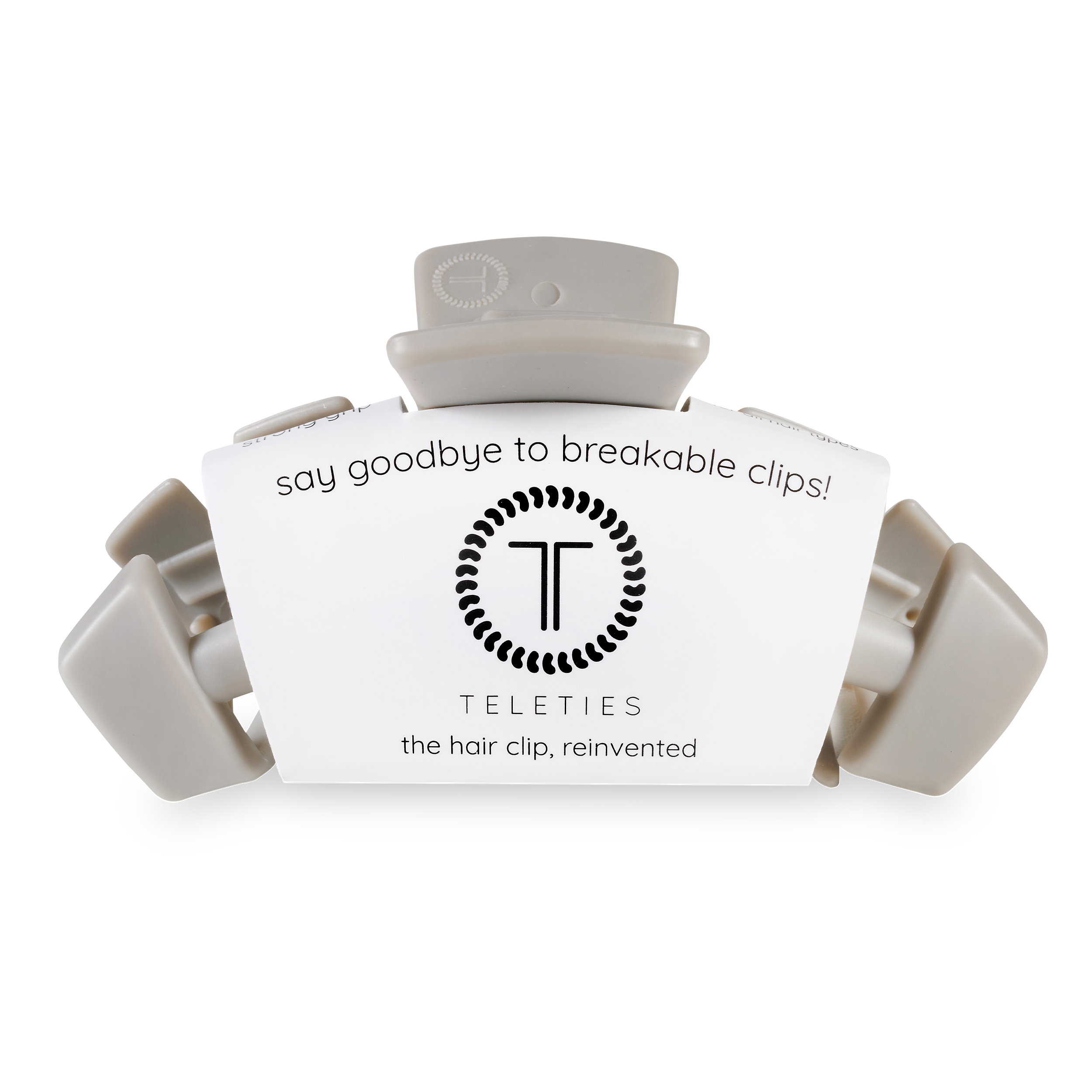 TELETIES - Classic Hair Clip | Large | Silver Flames