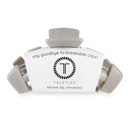 TELETIES - Classic Hair Clip | Large | Silver Flames