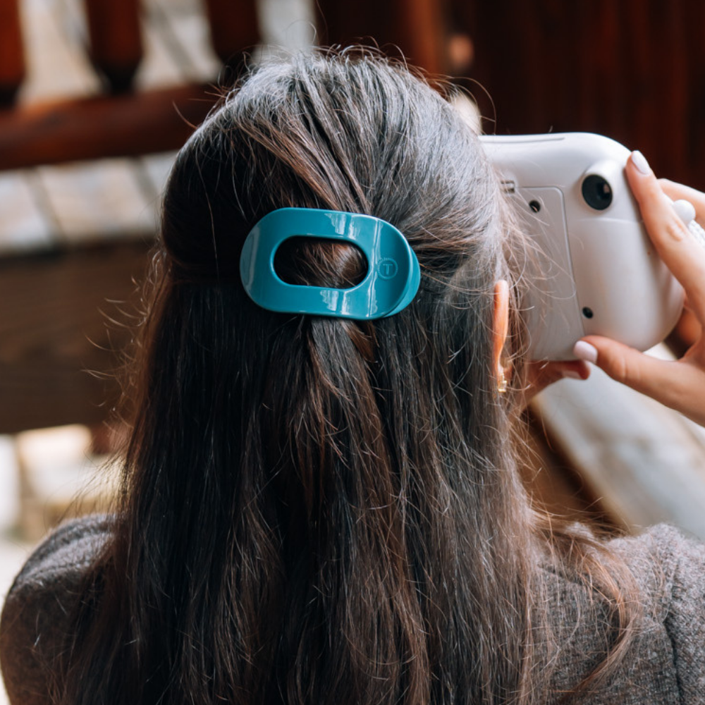 TELETIES - Teal With It Small Flat Round Hair Clip