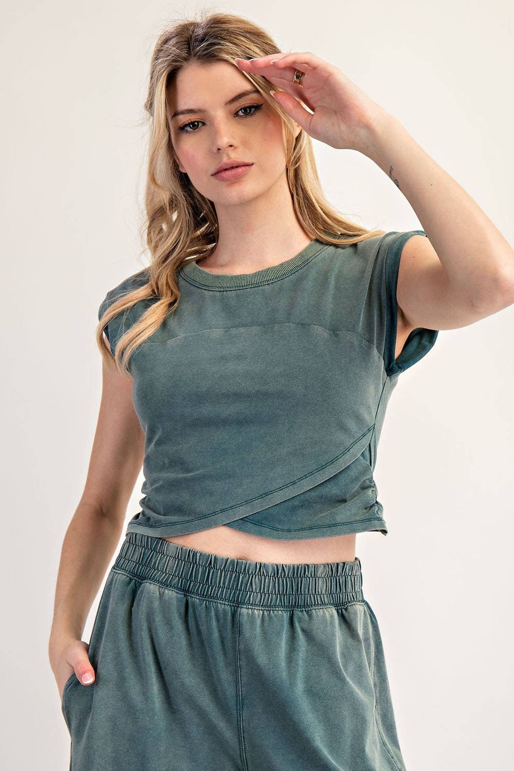 Aurora Mineral Washed Wrap Top
