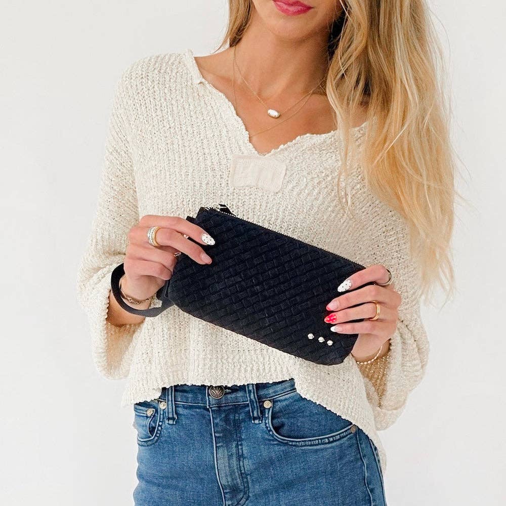 Pretty Simple - Suede Emma Woven Clutch Wristlet