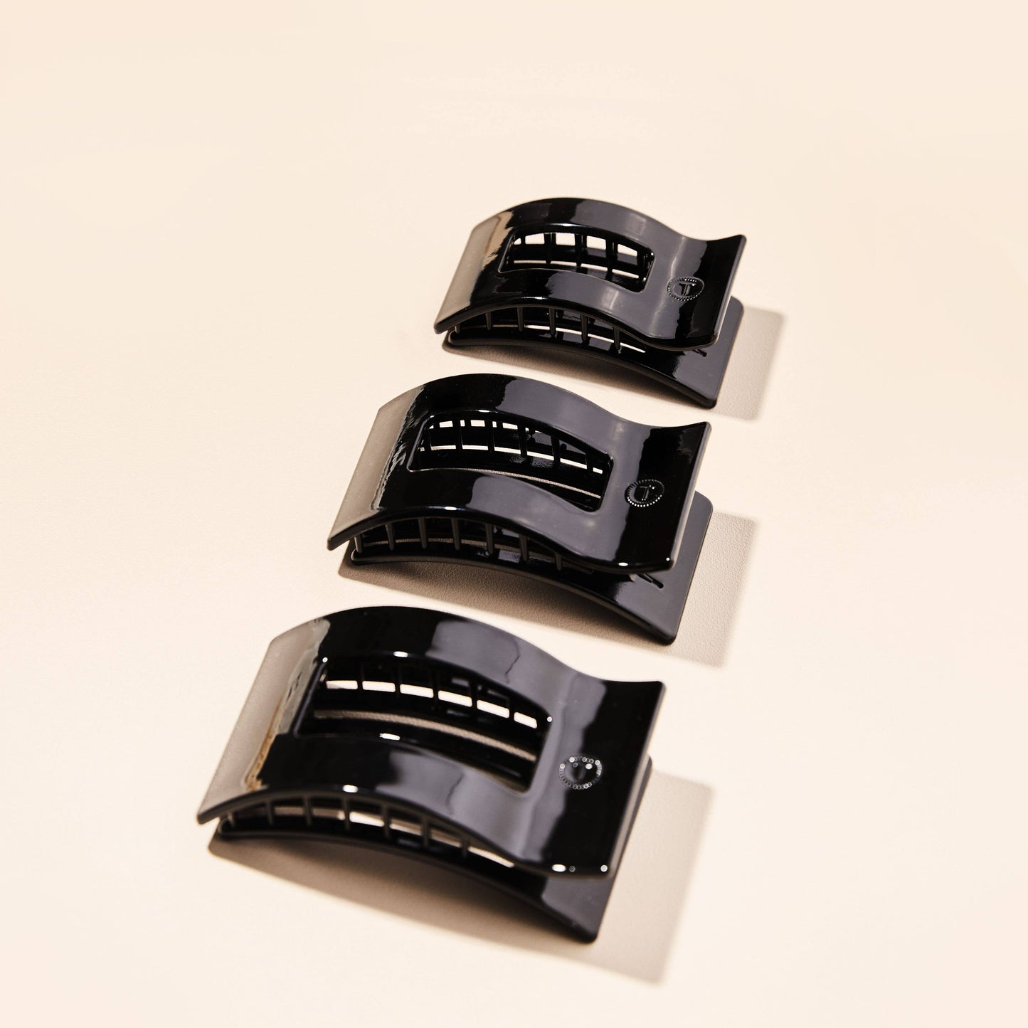 TELETIES - Flat Rectangle Hair Clip | Large | Jet Black