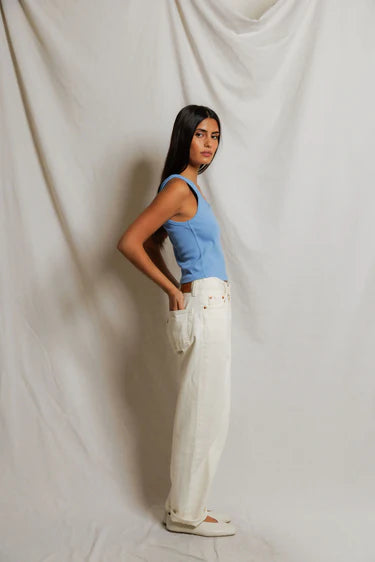 perfectwhitetee - blondie rib tank - pacific blue