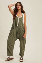 Wishlist Apparel - CONTRAST BUTTON-UP CAMI JUMPSUIT