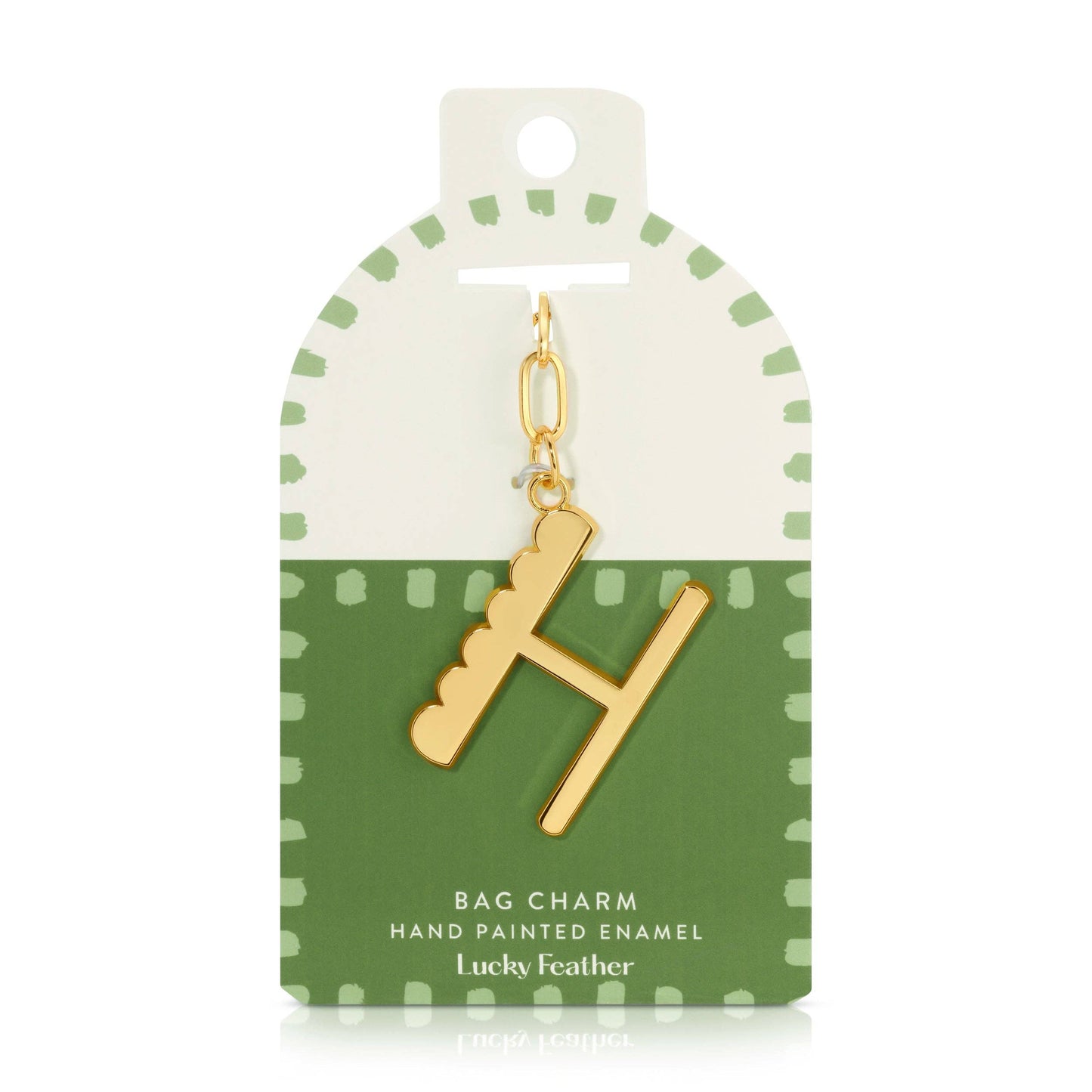 Lucky Feather - Enamel Bag Charm / Keychain - Letter - H