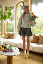 MIOU MUSE - SCALLOP EDGE CABLE KNIT CARDIGAN