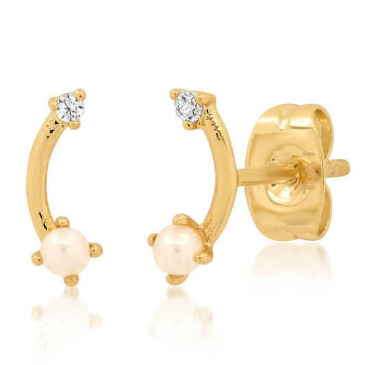 Tai Jewelry - CZ and Pearl Arc Studs