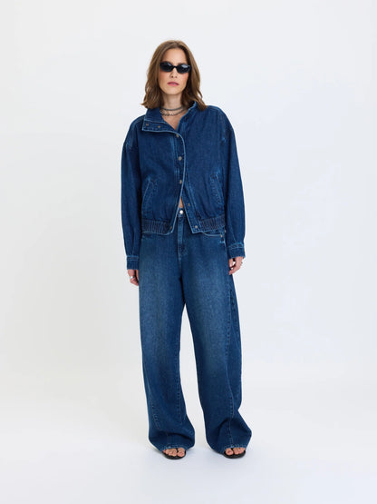 Daze Phantom Funnel Neck Denim Jacket - Rush