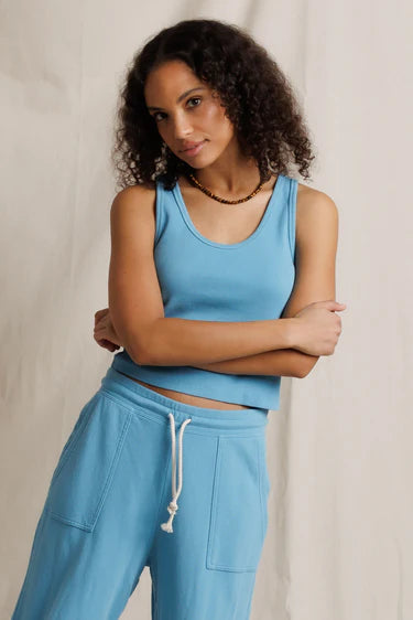 perfectwhitetee blondie rib tank - milky blue