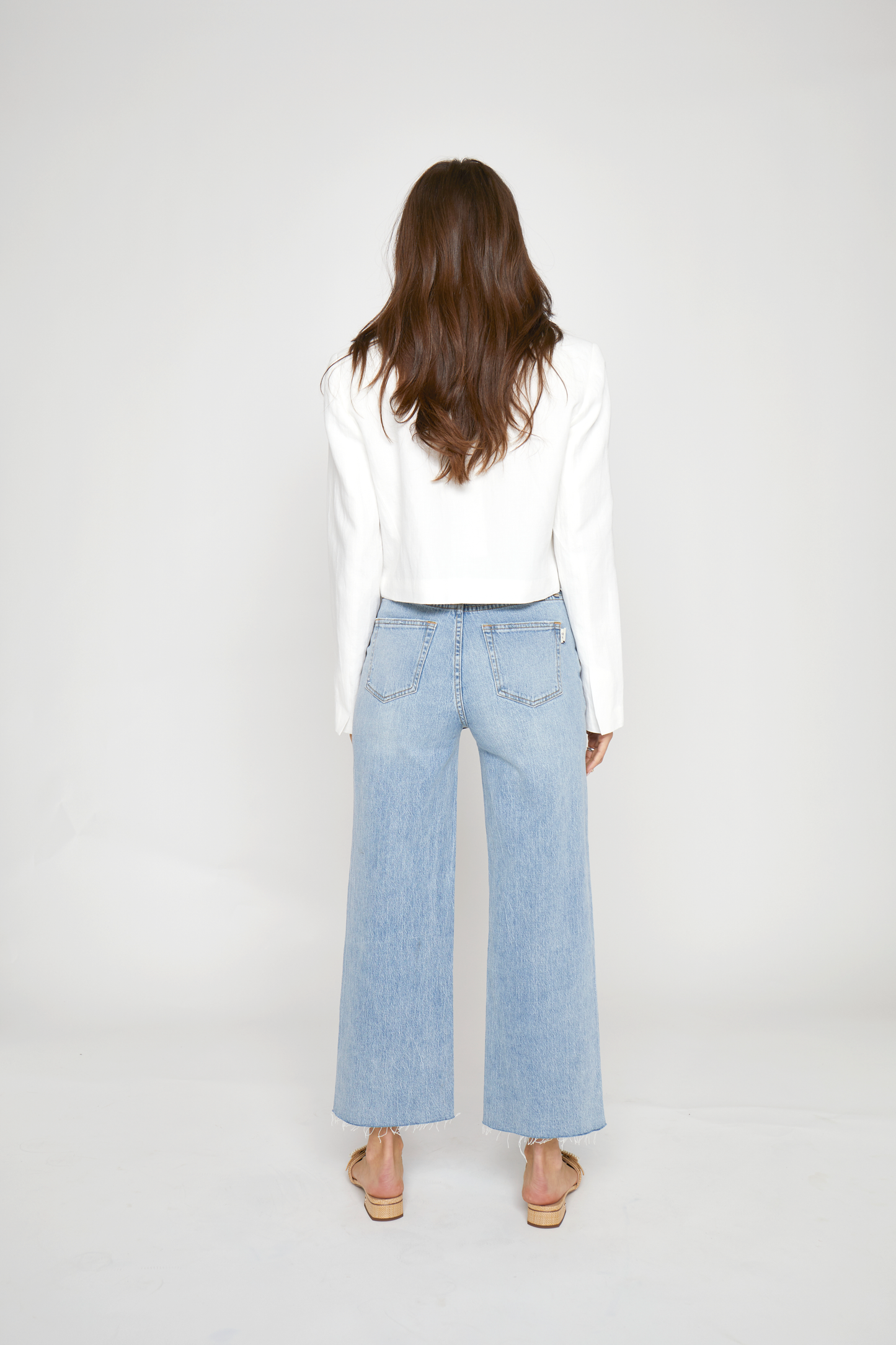 Oliver Logan - Aberdeen Ankle Crop High Rise Jean, Light Indigo Worn
