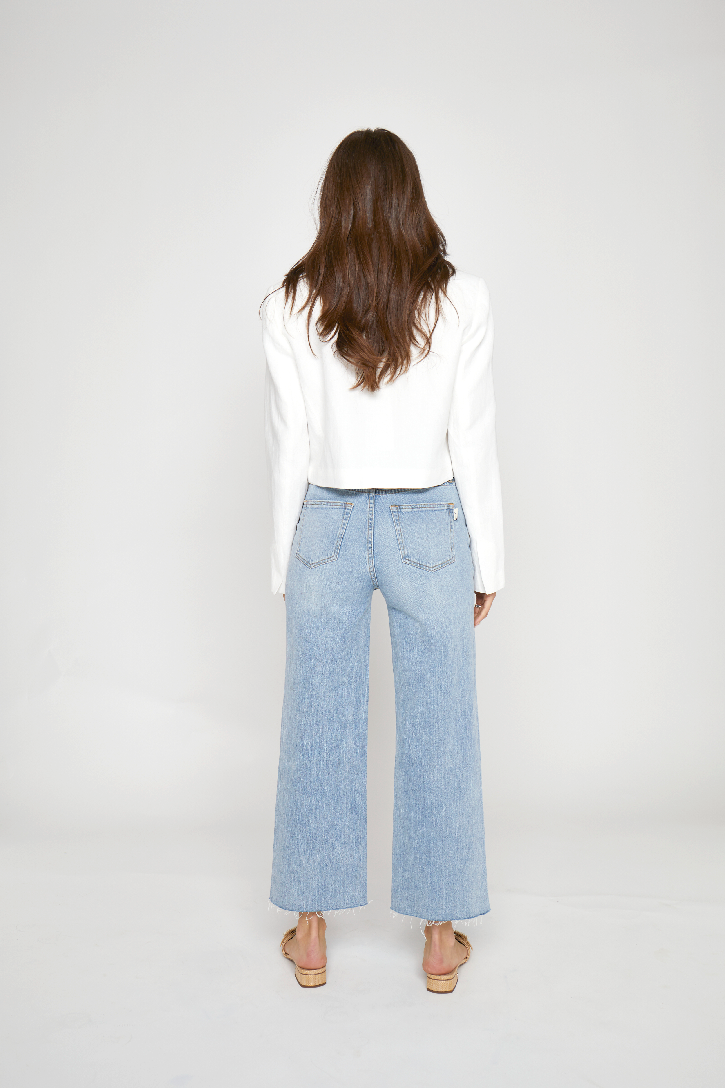 Oliver Logan - Aberdeen Ankle Crop High Rise Jean, Light Indigo Worn