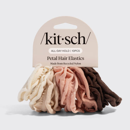 KITSCH - Recycled Fabric Petal Hair Elastics 10pc Set - Blush
