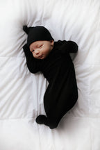 Three Little Tots - Black Ribbed Knotted Gown