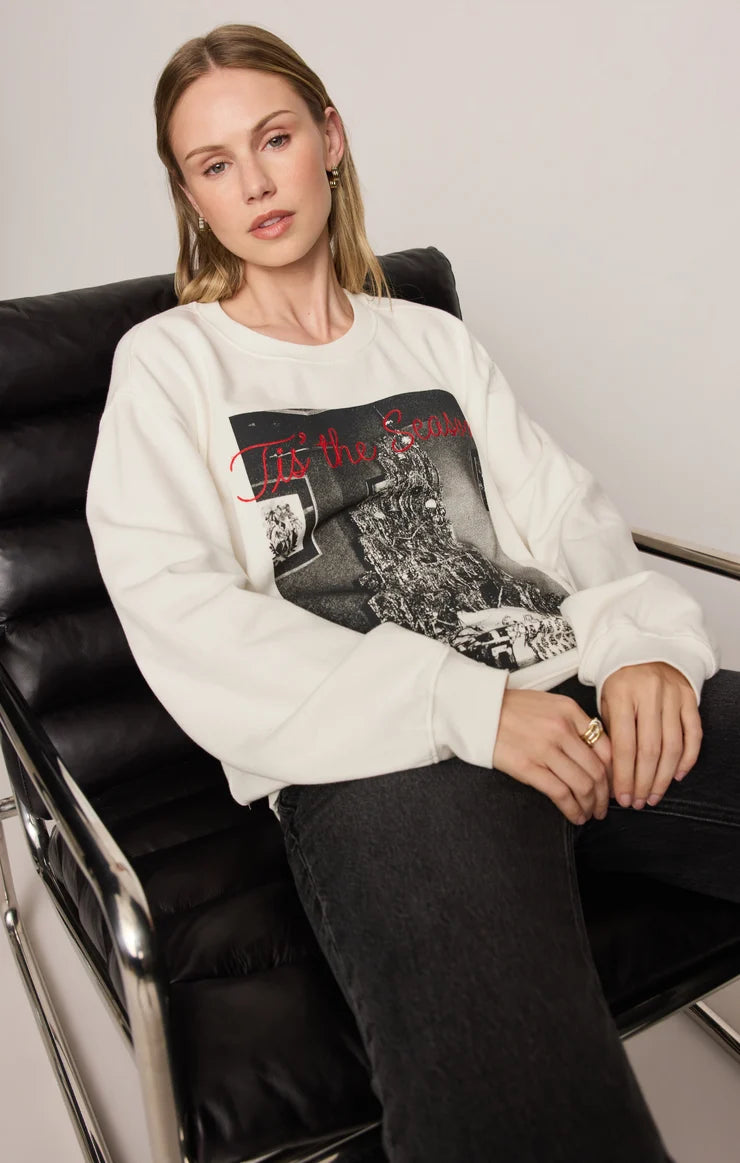 Z Supply Cozy Boyfriend Sweatshirt - Tis' The Season Holiday Crewneck
