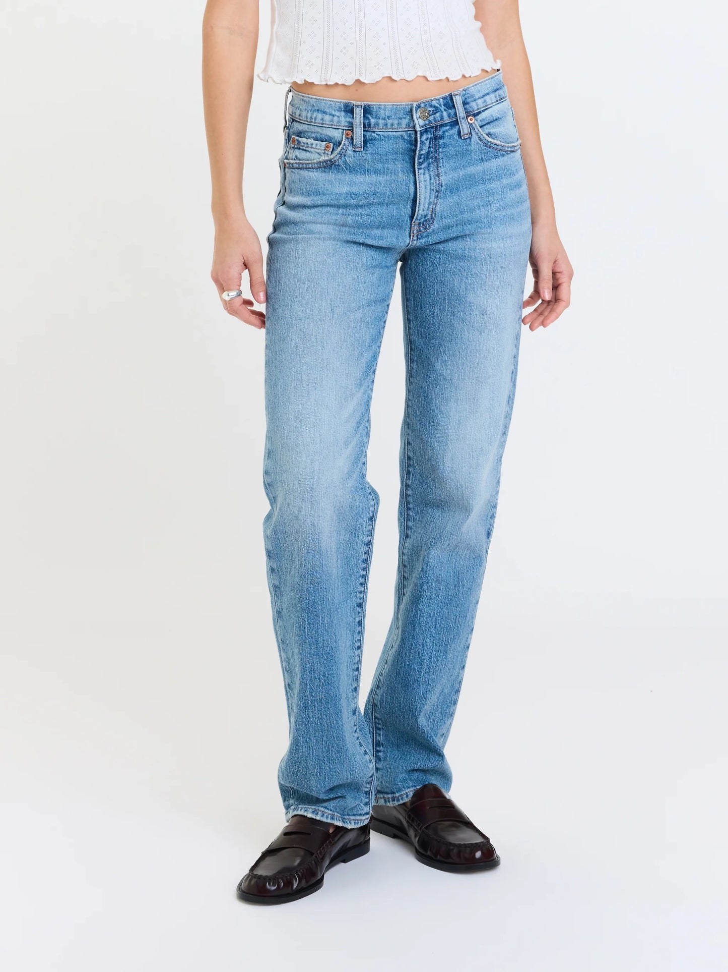 Daze Rebel Mid Rise Slim Straight Jeans - On Repeat
