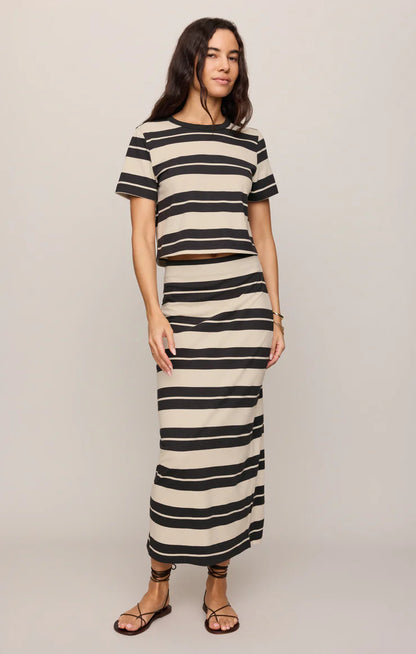 Z Supply Gail Striped Jersey Midi Skirt