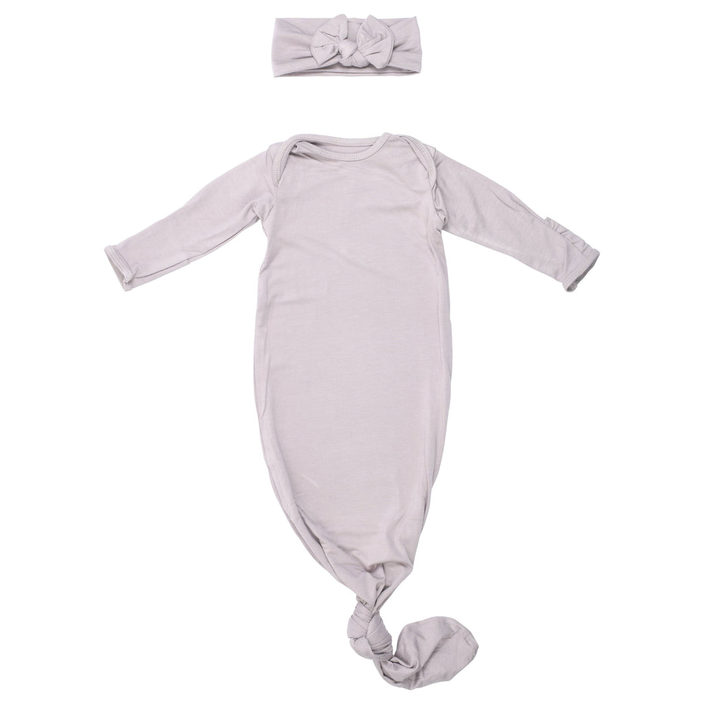 Three Little Tots - Harbor Mist Taupe Knotted Gown