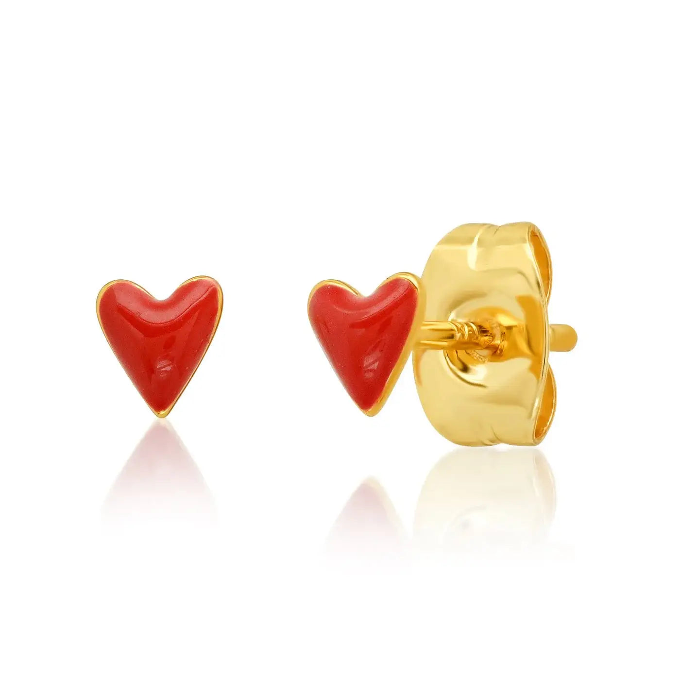 Tai Jewelry - Mini Red Enamel Heart Studs