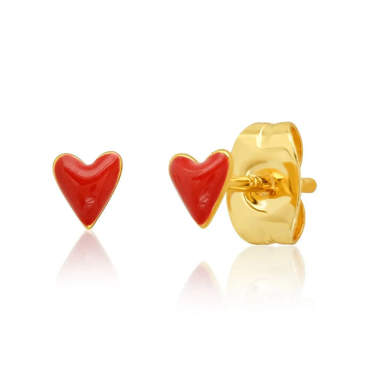 Tai Jewelry - Mini Red Enamel Heart Studs
