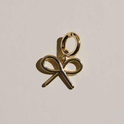 Nickel and Suede - Gold Bow Charm
