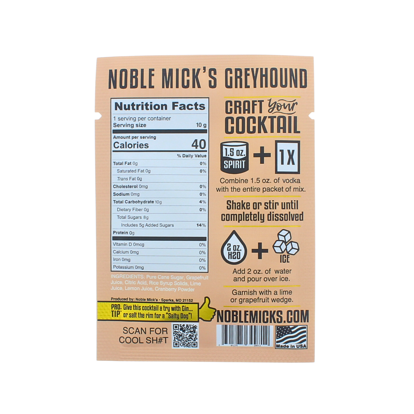 NOBLE MICK'S - Single Serve Craft Cocktails - Greyhound Single Serve Craft Cocktail